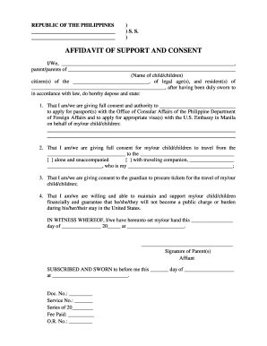 18 Printable Affidavit Of Support Forms And Templates Fillable