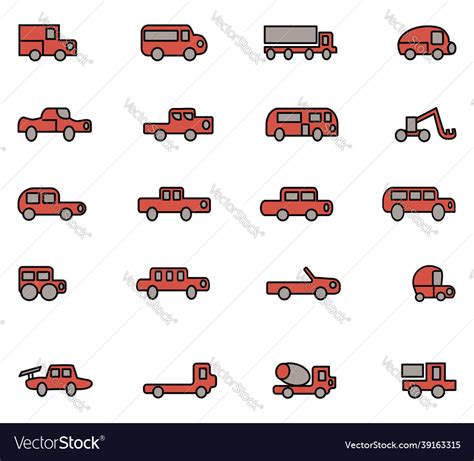 Red Car Icon Pack On A White Background Royalty Free Vector