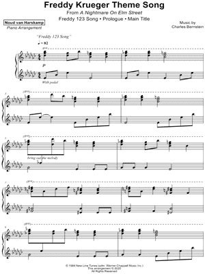 Freddy Krueger Theme Song Sheet Music Arrangement Available