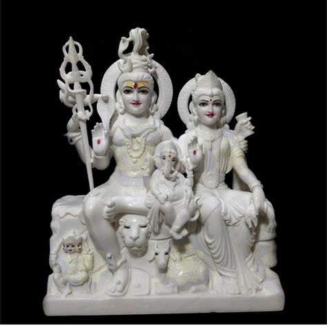 Plain Hindu White Marble Shiva Parvati Statue Size Feet For Worship