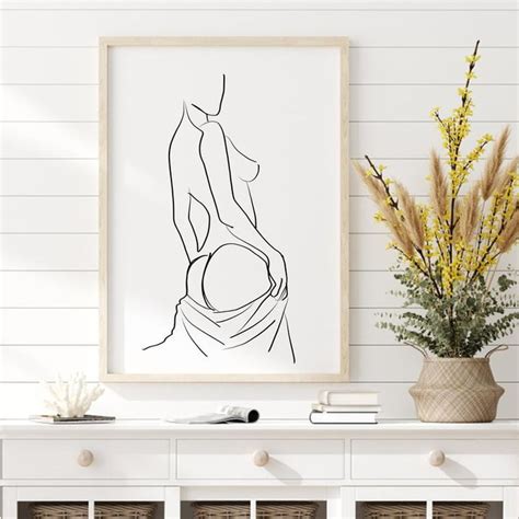 Naked Woman One Line Draw Art Nude Female Print Woman Body Etsy