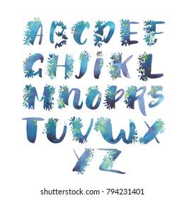 Watercolor Alphabet Exclusive Custom Characters Hand Stock Illustration