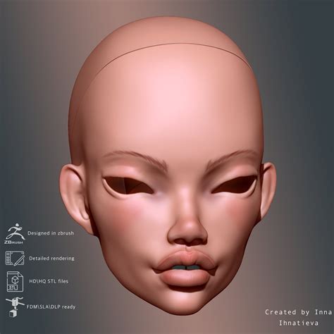 D Model Head For Bjd Doll Stl File For D Printing Etsy