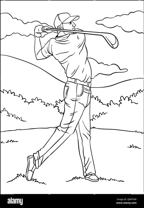 Golf Coloring Page For Kids Stock Vector Image And Art Alamy