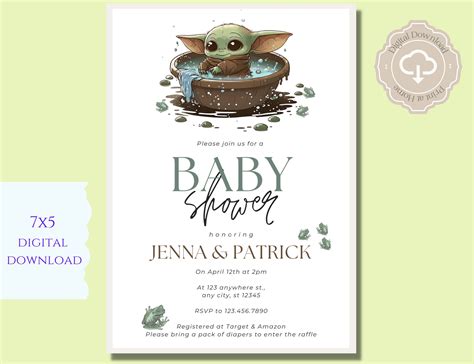 Star Wars Baby Shower Grogu Baby Shower Invitation Baby Yoda Invite