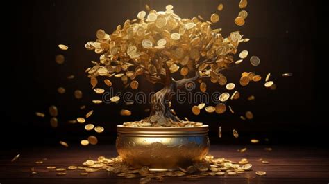 Gold Money Tree Lucky Wallpaper Stock Illustration Illustration Of