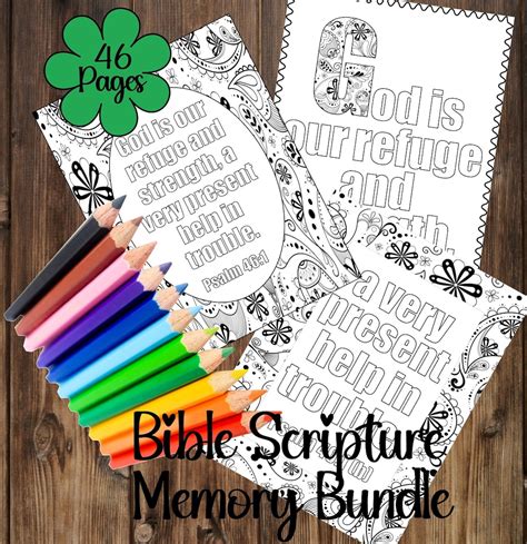 Scripture Memorization Printable Bundle Including Coloring Pages, Flash ...