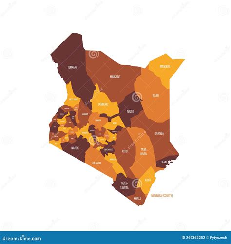 Kenya Political Map Of Administrative Divisions Royalty Free Stock