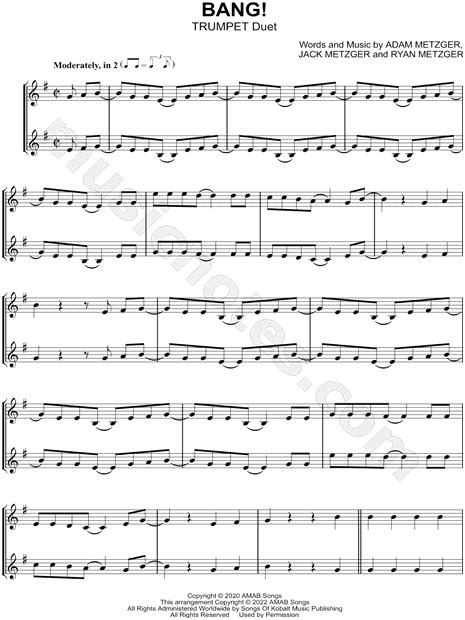 Ajr Bang Trumpet Duet Sheet Music In E Minor Download And Print