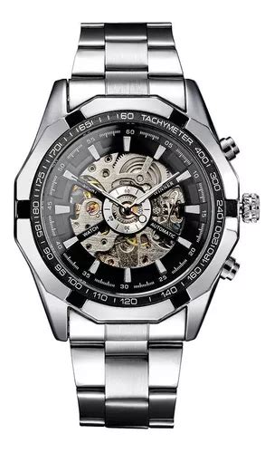 Reloj Winner Skeleton Transparente De Moda Negro Cuotas sin interés