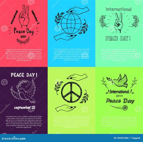 Set of Posters for International Peace Day Stock Vector - Illustration of freedom, icon: 104431806