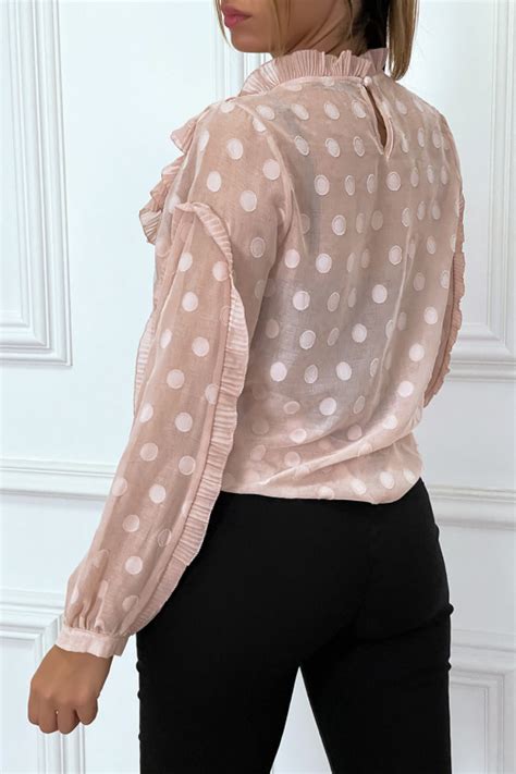 Roze Blouse Met Volant En Peter Pan Kraag