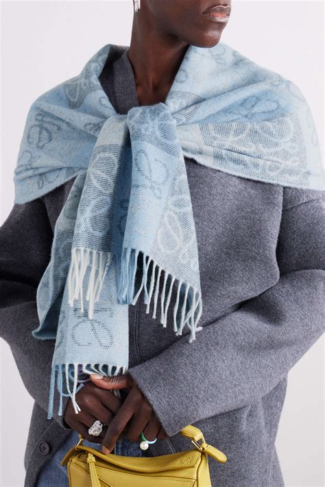 Loewe Fringed Intarsia Wool And Cashmere Blend Scarf Net A Porter