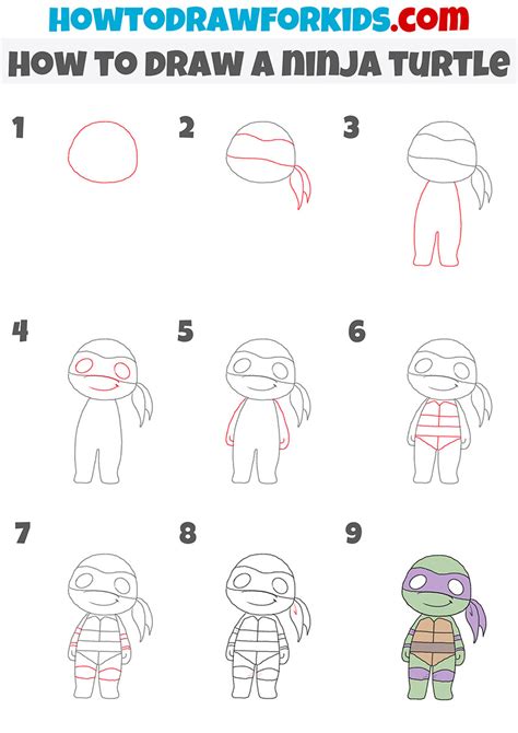 How To Draw A Ninja Turtle Easy Drawing Tutorial For Kids, 48% OFF