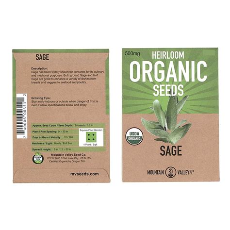 Organic Sage Seeds - 500 mg Packet - Non-GMO Herb Garden Seeds - Culinary Sage for Cooking ...