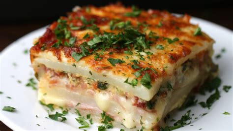 Layered Ham Cheese Potato Bake Receta De Papas Gratinadas Recetas