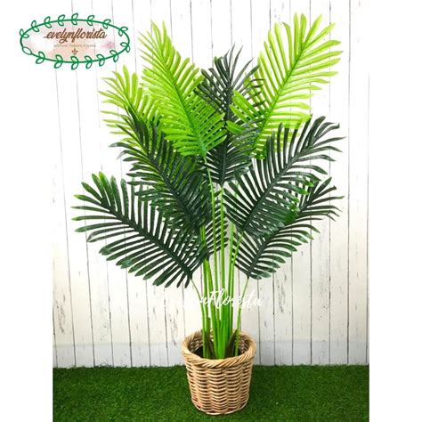 Jual Pohon Daun Palem T Latex Artificial Cover Pot Keranjang Rotan