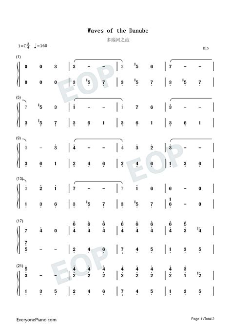 多瑙河之波钢琴简谱 扬伊万诺维奇演唱 简谱网
