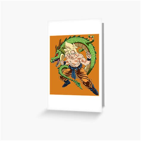 Battled Super Sayian Goku And Shenron Greeting Card By Iceuh1 Redbubble