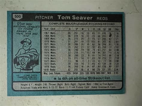 Topps Tom Seaver Cincinnati Reds Legend Hof Ebay