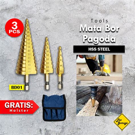 Jual Mata Bor Pagoda Set Titanium Coated Hss Step Drill Kayu Besi