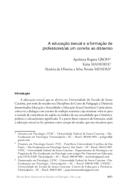 Pdf A Educação Sexual E A Formação De Professoresas Um Convite Ao