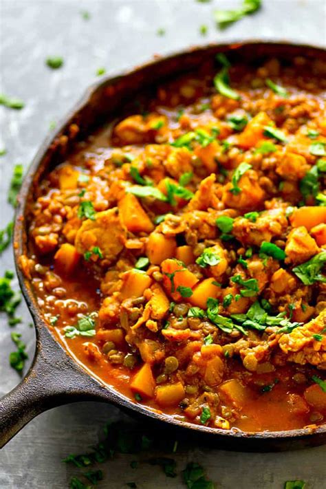 Lentil Delicata Squash Chicken Curry