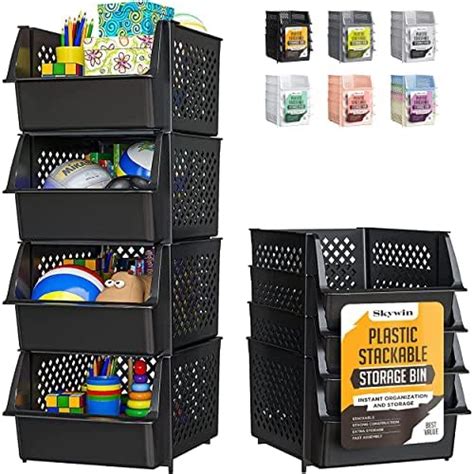 Wenqik 6 Pack Plastic Stackable Storage Bins For Organizing