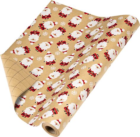 Kraft Christmas Wrapping Paper Roll Red And White Santa Claus Design For Holiday T Wrap