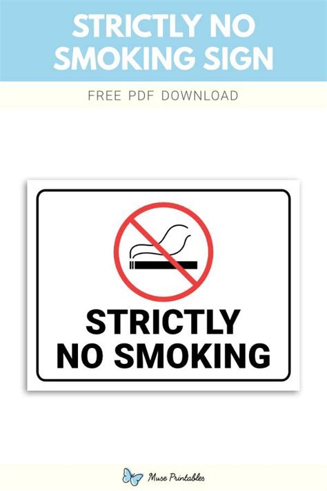 Free Printable Strictly No Smoking Sign Template In PDF Format