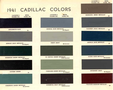 Cadillac Paint Codes And Color Charts