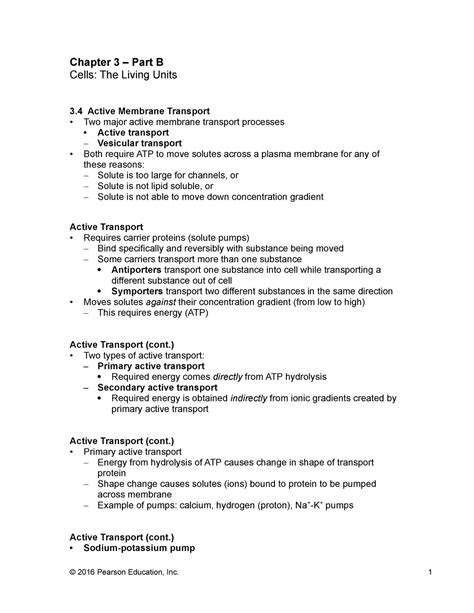 CH 3B Cells The Living Units Lecture Notes Chapter 3 Part B Cells