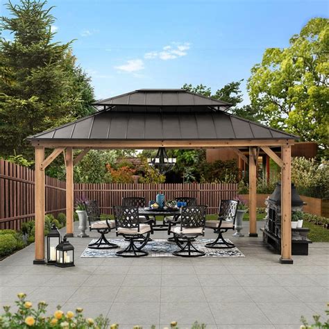 Sunjoy Archwood Ft X Ft Cedar Framed Gazebo With Steel Hardtop