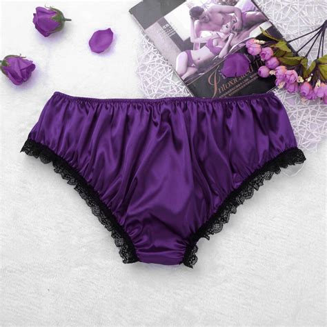 Sissy Mens Satin Lace Ruffled Underwear Sexy Pouch Briefs Bikini Thong