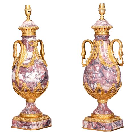 Pair Of French Th Century Louis Xvi Style Marble And Ormolu Lamps For