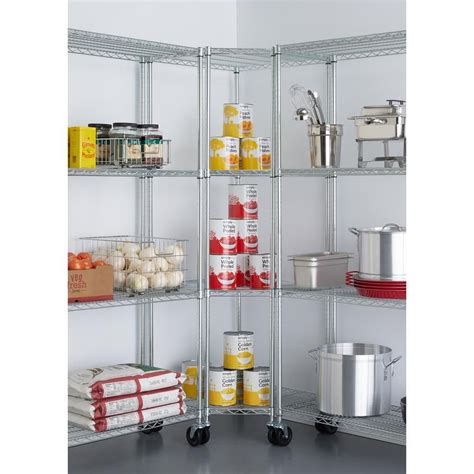 Trinity Ecostorage Chrome Tier Rolling Corner Steel Wire Shelving