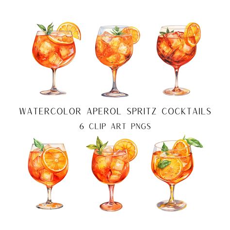 Aperol Spritz Watercolor Clipart Aperol Spritz Illustration Watercolor Art Cocktail Signature