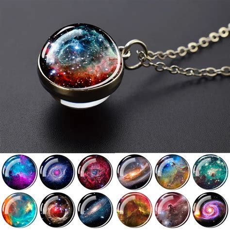 Nebula Necklaces Multicolor Planet Galaxy Glass Ball Pendant Necklace