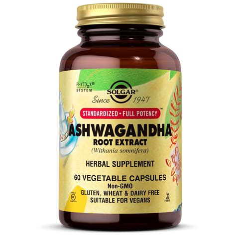 Solgar Ashwagandha Root Extract Vegetable Capsules Managing Stress