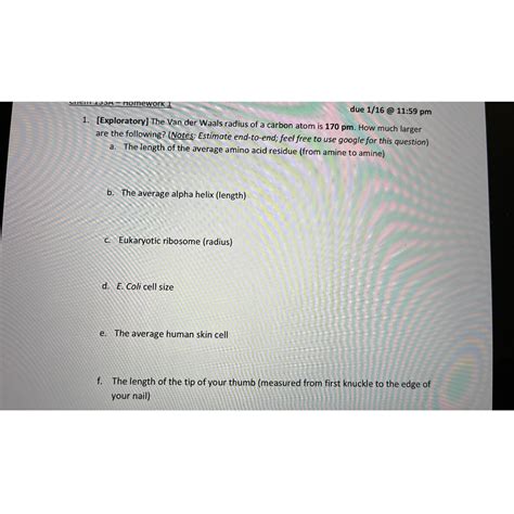 [Exploratory] ﻿The Van der Waals radius of a carbon | Chegg.com