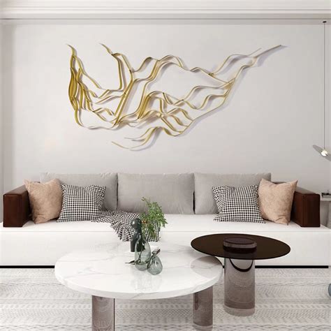 Luxury Abstract Wavy Lines Wall Decor Irregular Metal Wall Art In Gold