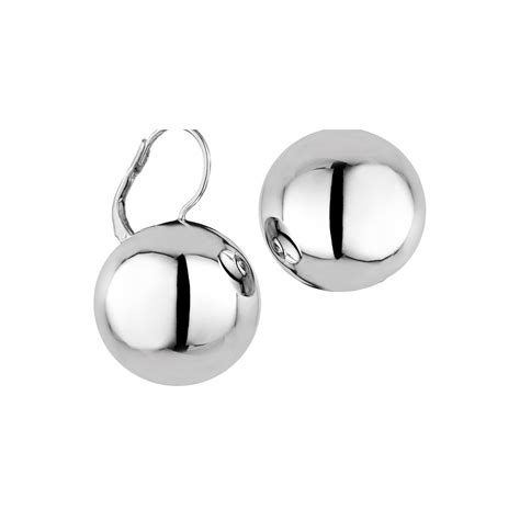 Boucles d oreilles dormeuses boule en argent 925 passivé 12 5g Ø22mm