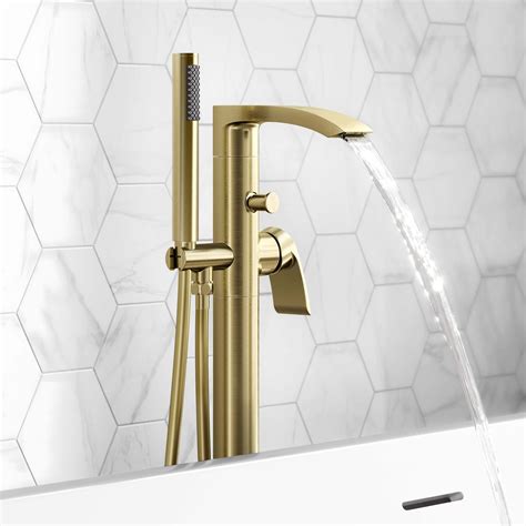 Severn Brushed Brass Freestanding Bath Shower Mixer Tap