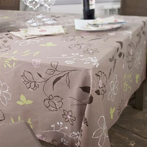 Nappe enduite Camélia taupe rose anti tache imperméable