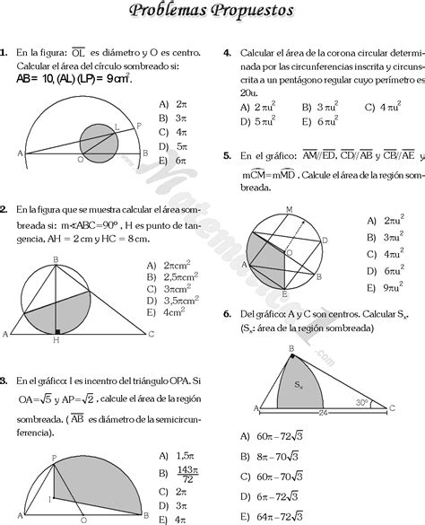 Areas De Regiones Circulares Ejercicios Resueltos Pdf