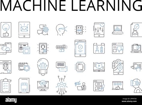 Machine Learning Line Icons Collection Artificial Intelligence