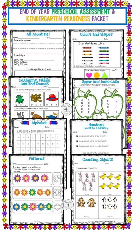 Kindergarten Readiness Packet Assessment Checklist Progress Report Before Kindergarten