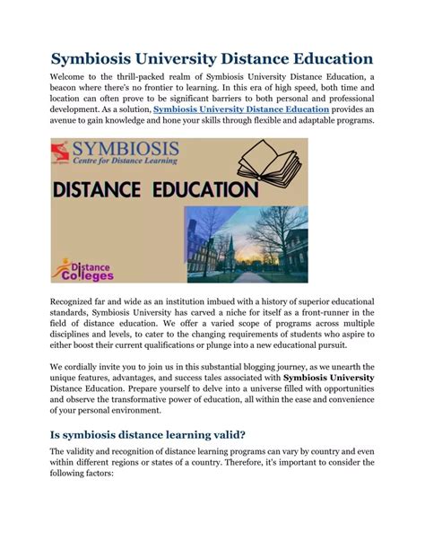 Ppt Symbiosis University Distance Education Powerpoint Presentation