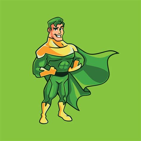 Eco Man Environment Superhero Cartoon Mascot Vector Art At