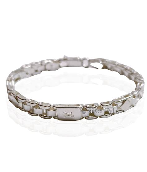 Sterling Silver Cross Design Engraved Bracelet For Men - Silver Palace